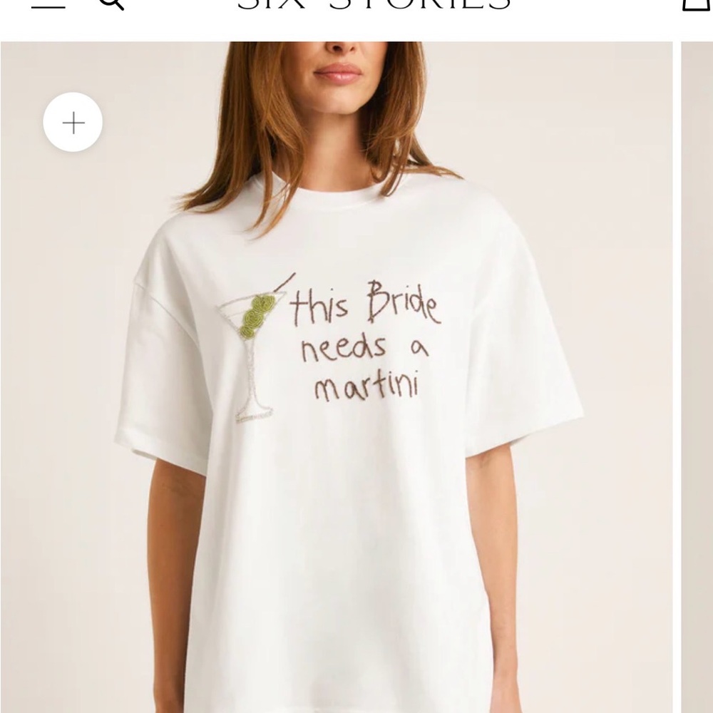 Fun White Tee with Martini Graphic